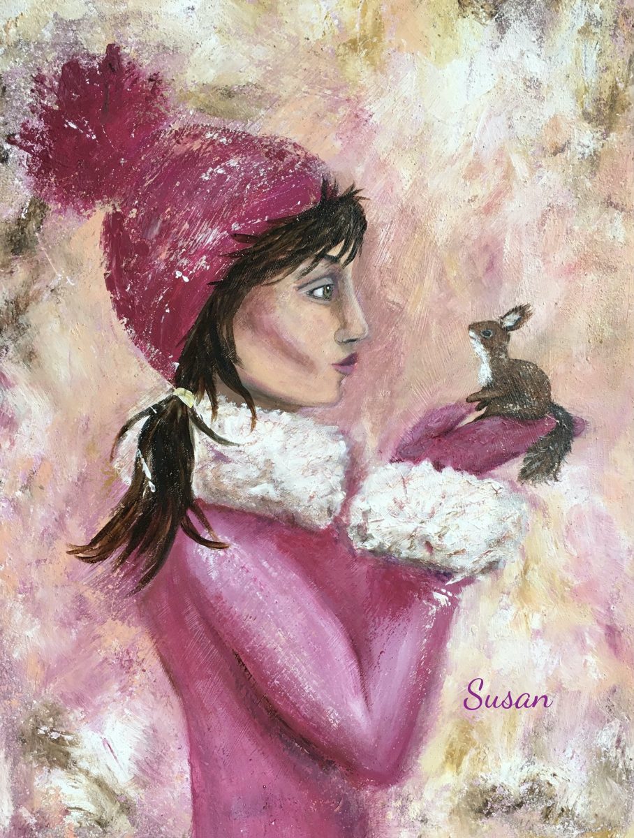 Mädchen mit Eichhörnchen