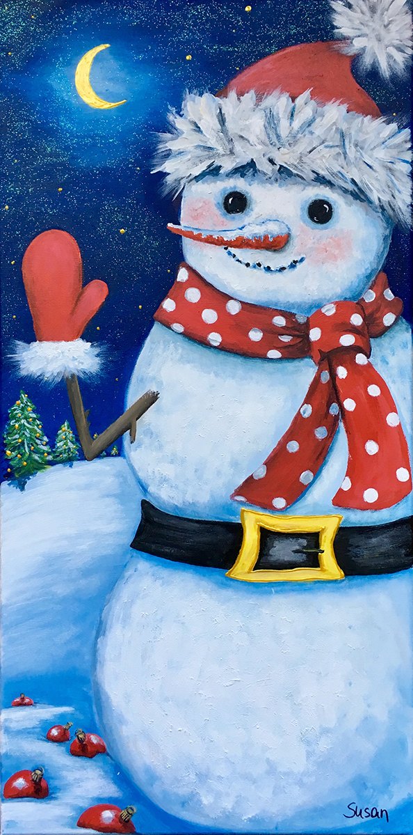 Schneemann mit rotem Schal